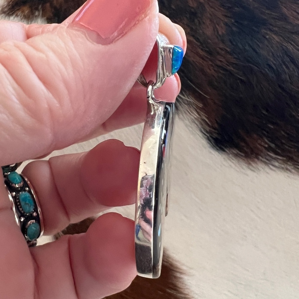 ❤️ Signed RD Zuni Galaxy Native American Navajo LG 925 Bear Pendant 13.6G Unisex - Picture 7 of 14
